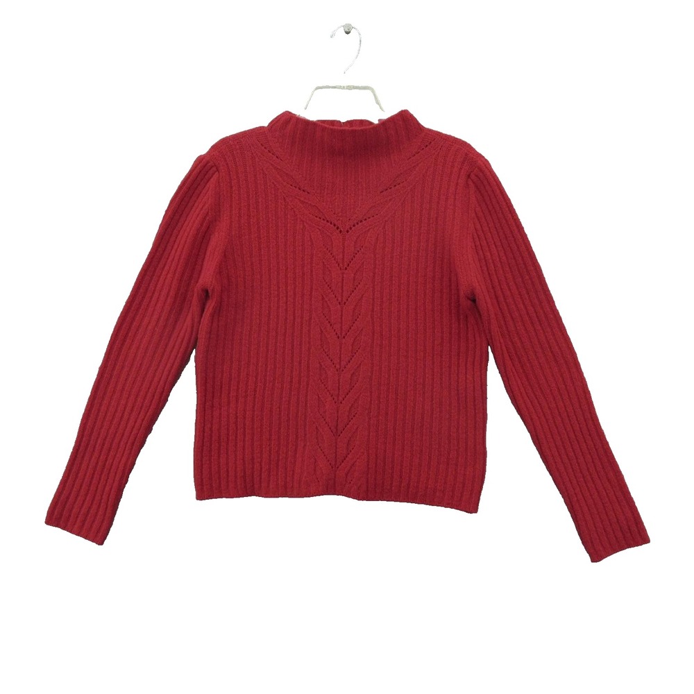 l'insolito Sweater Womens Large Red Mock Neck Ribbed Wool Blend Italy New